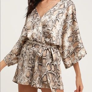 Desert Crush Beige Snake Print Romper